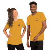 Short-Sleeve Unisex T-Shirt: logo embroidery colors + white ## T-shirt unisexe à manches courtes: couleurs de broderie logo + blanc